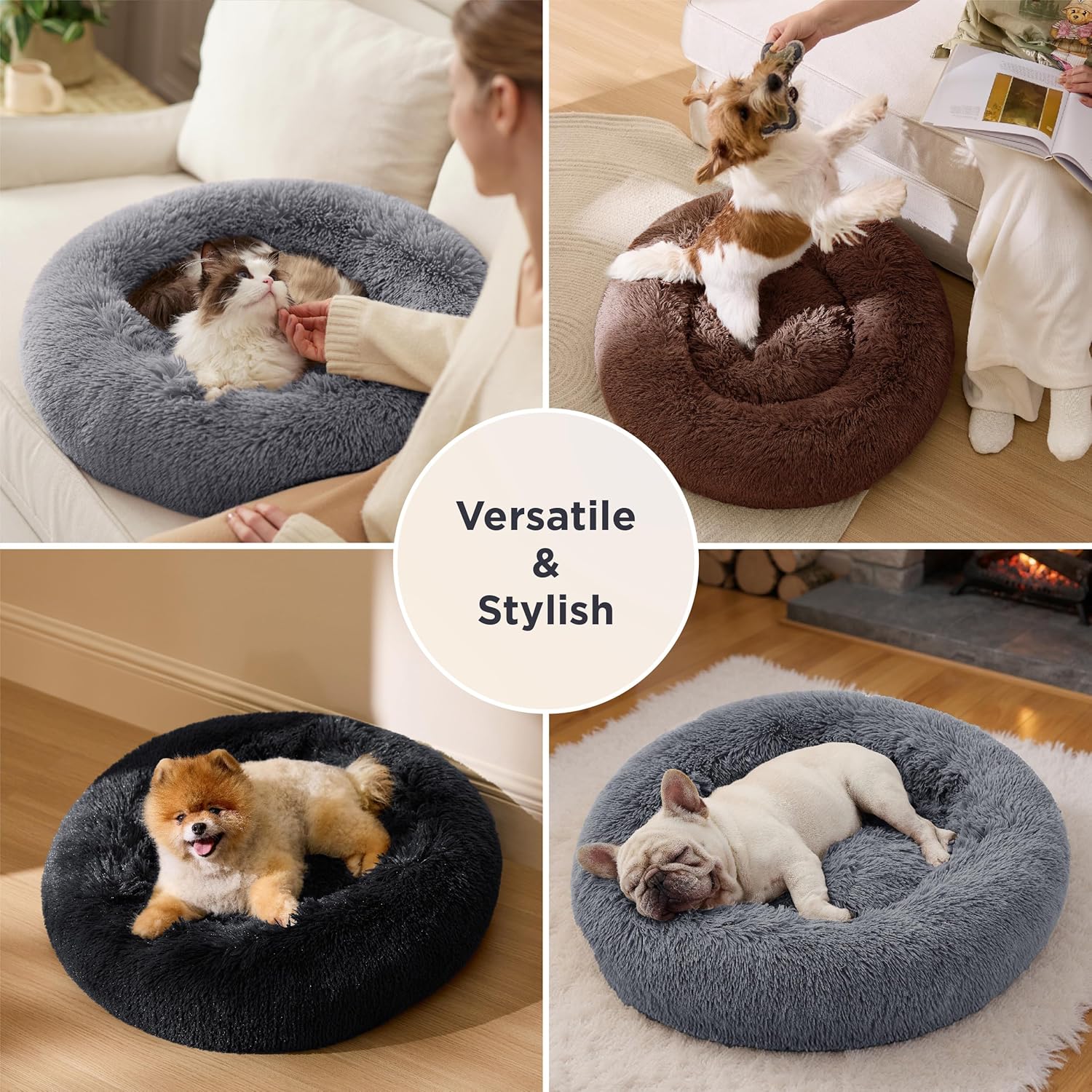 Bedsure anti-anxiety donut bed showing raised support edges