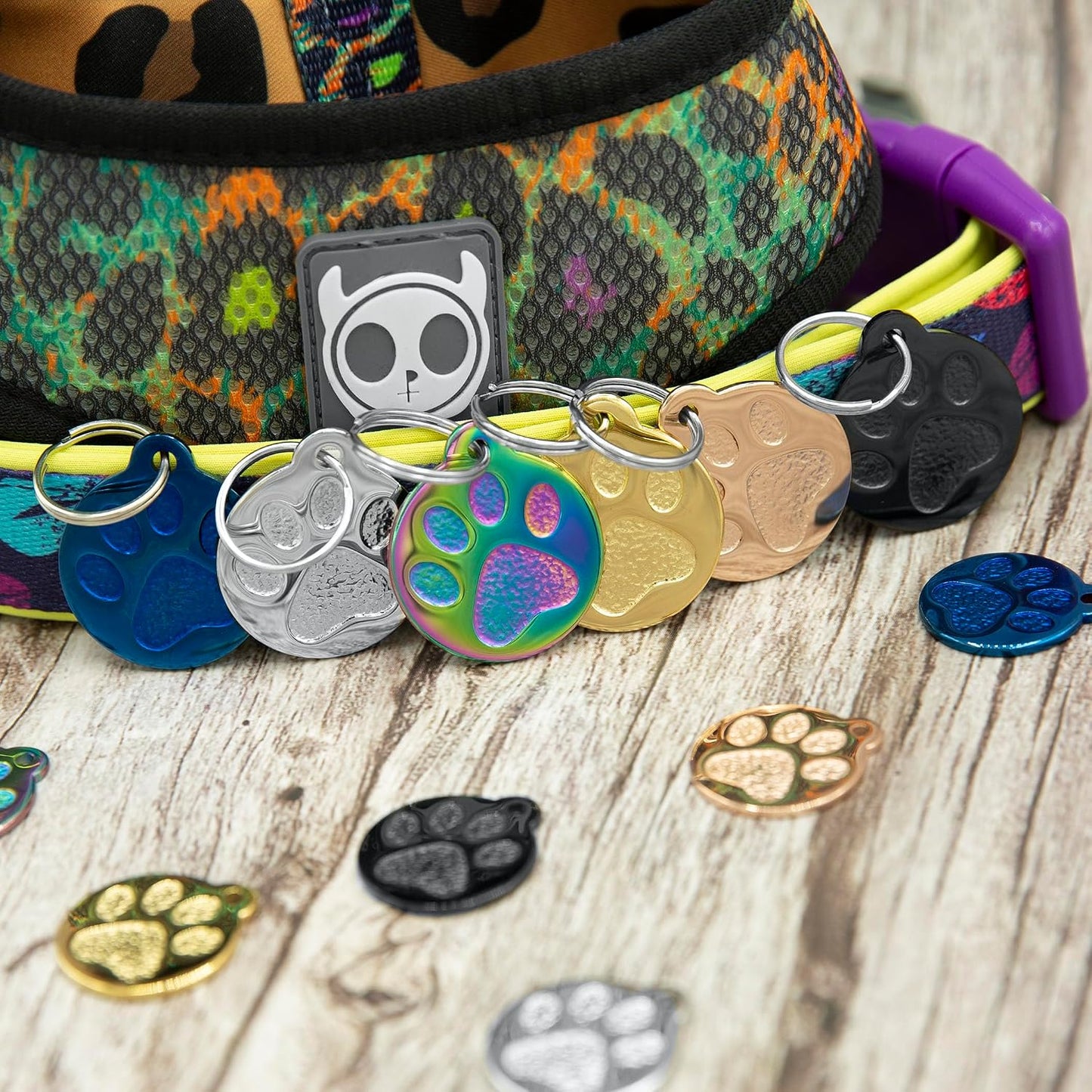 Custom engraved gold stainless steel cat and dog identification tag back view