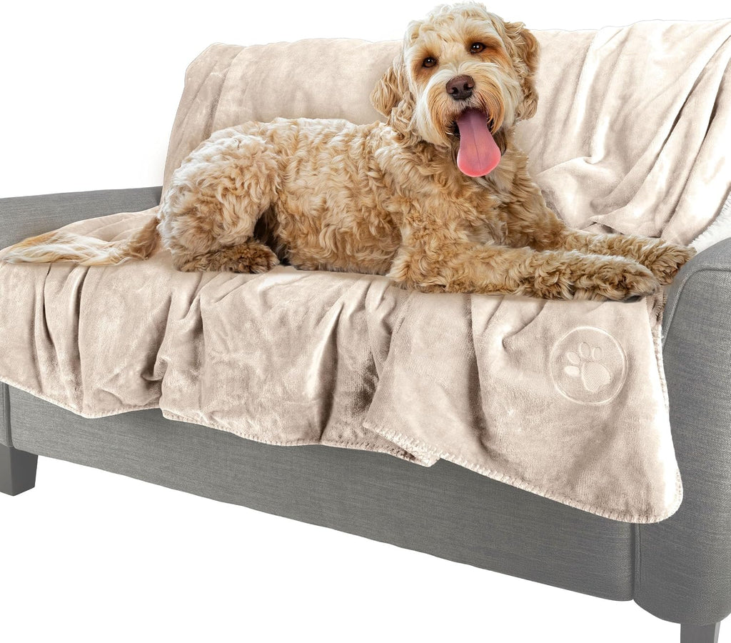 Waterproof Pet Blanket - 50x60-Inch Reversible Sherpa Fleece Throw Protects Couches, Cars, and Beds from Spills, Stains, and Fur by PETMAKER (Gray) - Image 12