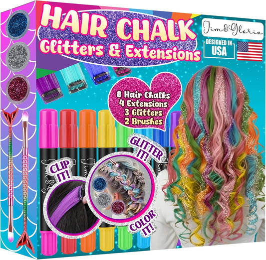 Jim & Gloria dustless hair chalk set with accessories
