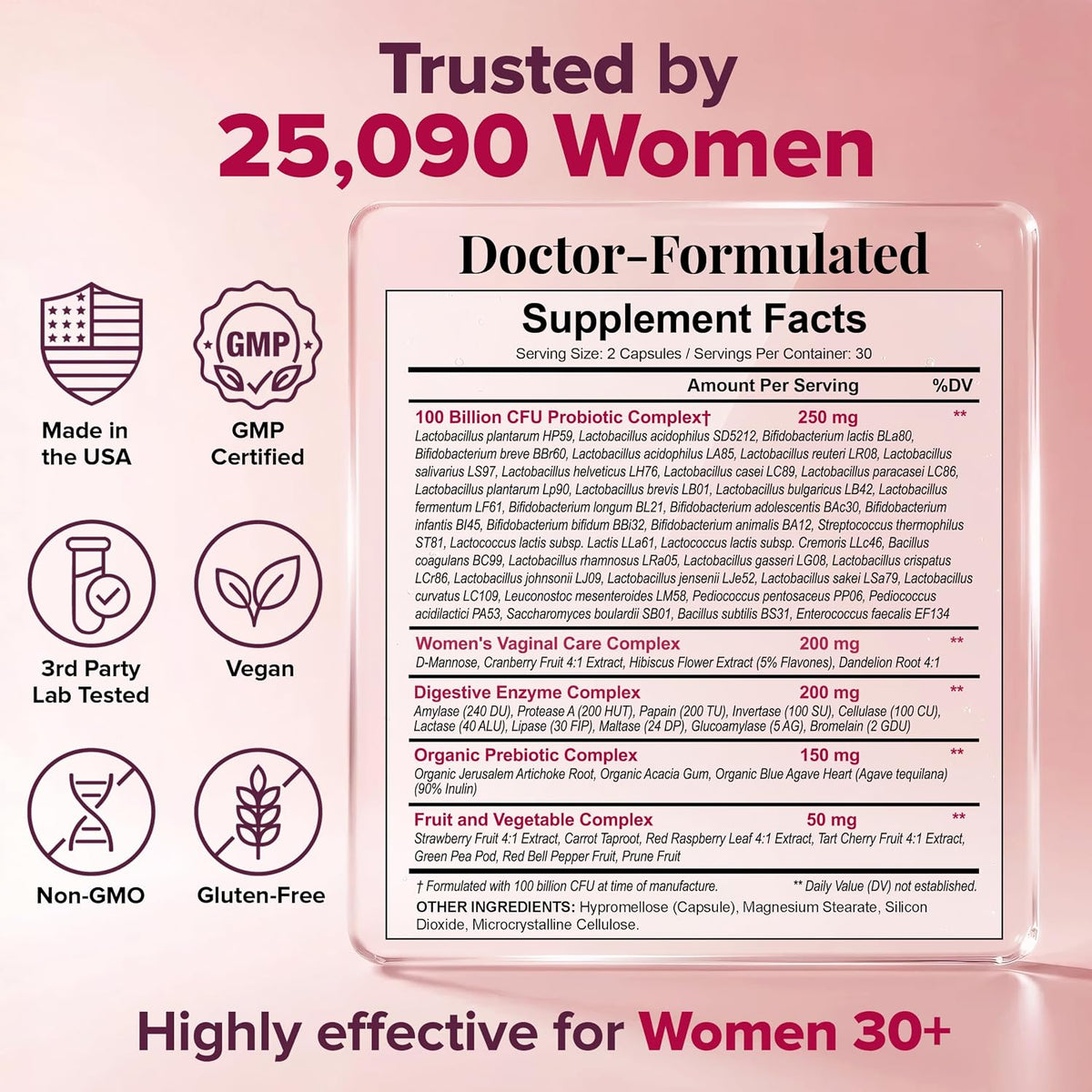 Wholesome Wellness women probiotics dietary supplement bottle side profile