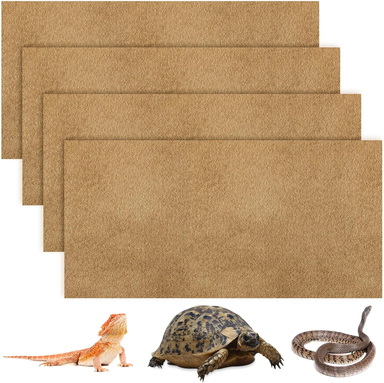 Haull 4 Pcs 24 x 47 Reptile Carpet Pet Terrarium Floor Liners Bedding Substrate Liner Supplies Reptile Cage Mat Tank Accessories for Lizard Bearded Dragon Tortoise Snake Leopard (Green) - Image 9
