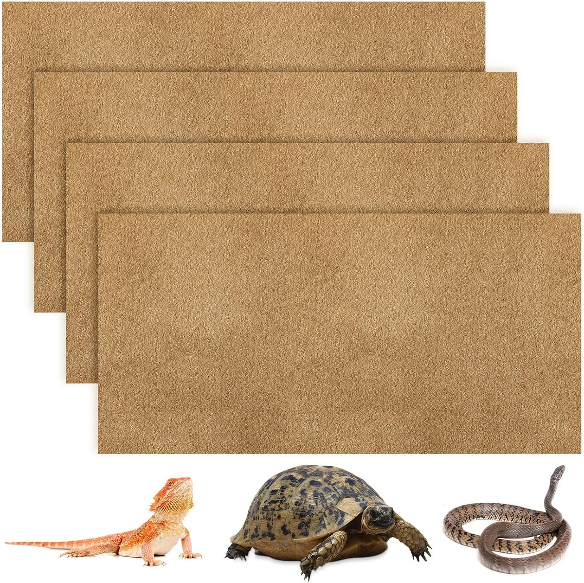 Haull 4 Pcs 24 x 47 Reptile Carpet Pet Terrarium Floor Liners Bedding Substrate Liner Supplies Reptile Cage Mat Tank Accessories for Lizard Bearded Dragon Tortoise Snake Leopard (Green) - Image 9