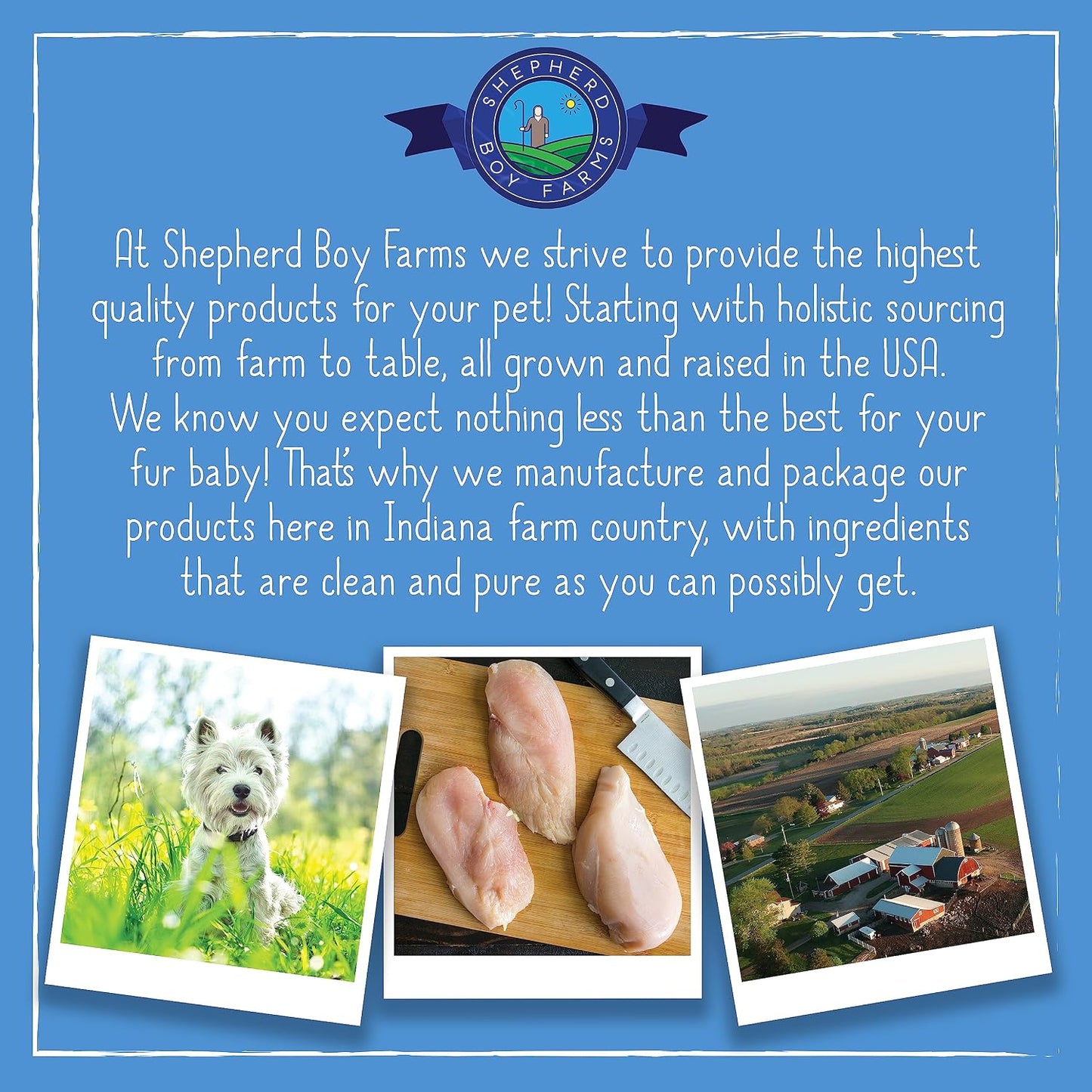 Authentic Shepherd Boy Farms three ounce pet treat bag imported from USA