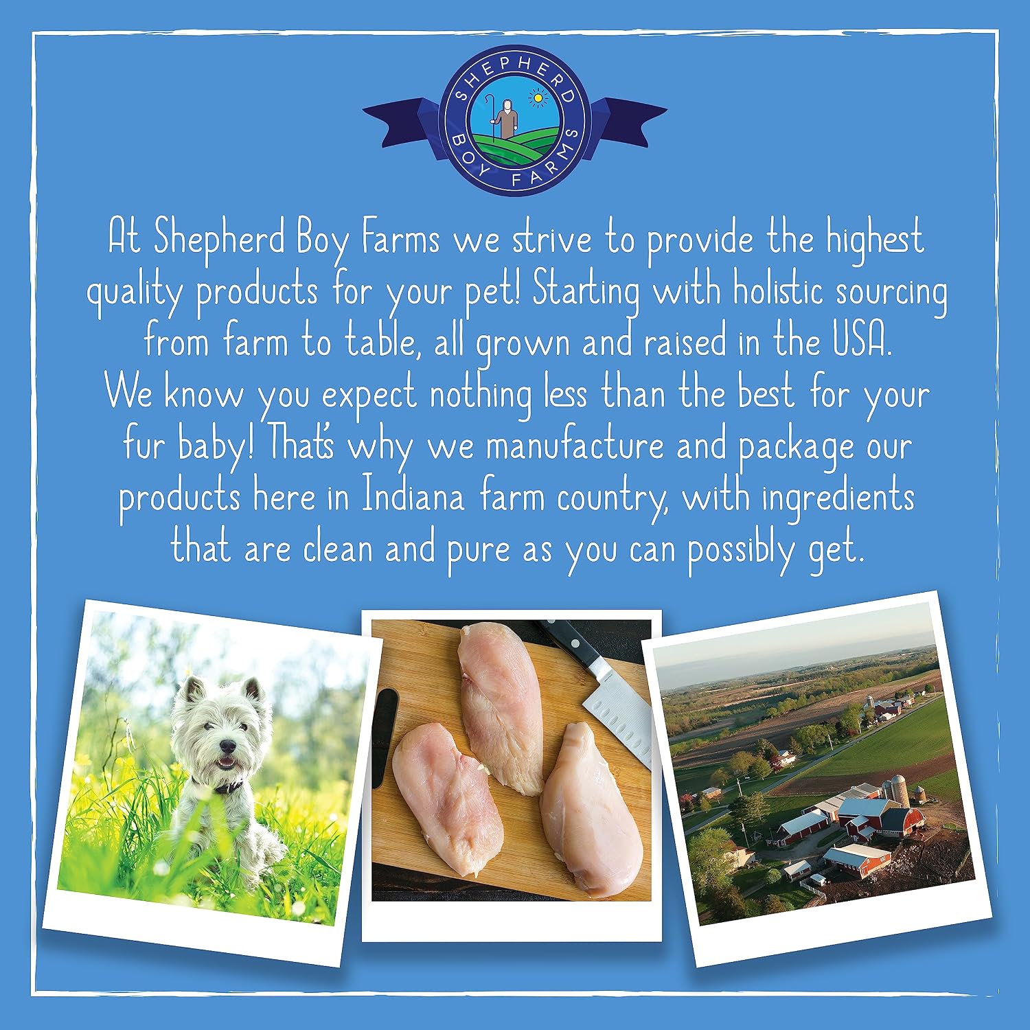 Authentic Shepherd Boy Farms three ounce pet treat bag imported from USA