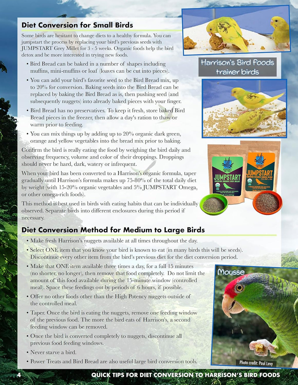 Harrisons bird food package with measuring scoop