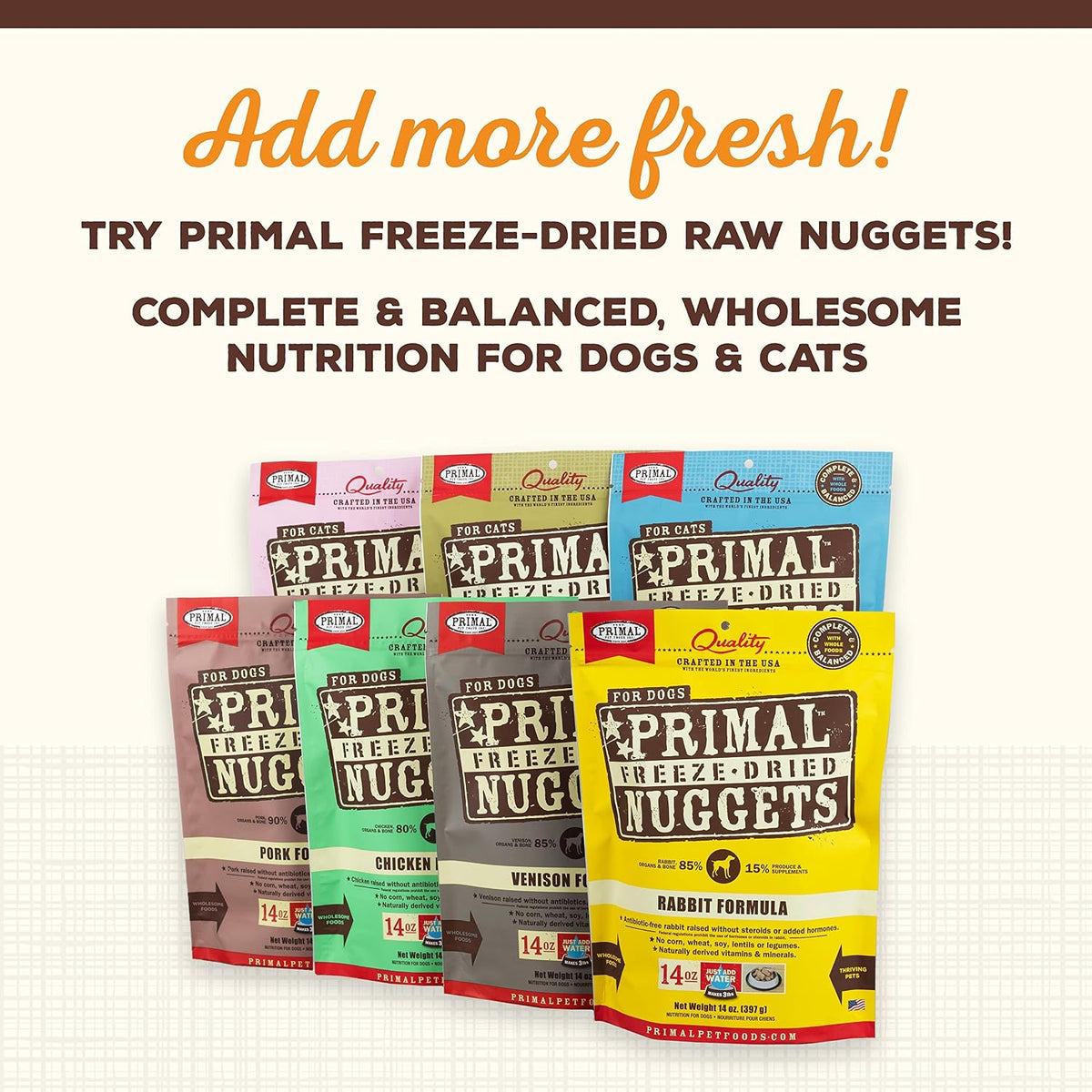 Premium pet food brands in India showcasing imported Primal raw food toppers packaging