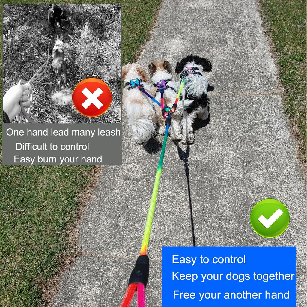 Sonqueen detachable three dog leash showcasing the soft padded sponge handle close up