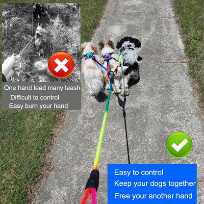 Sonqueen detachable three dog leash showcasing the soft padded sponge handle close up