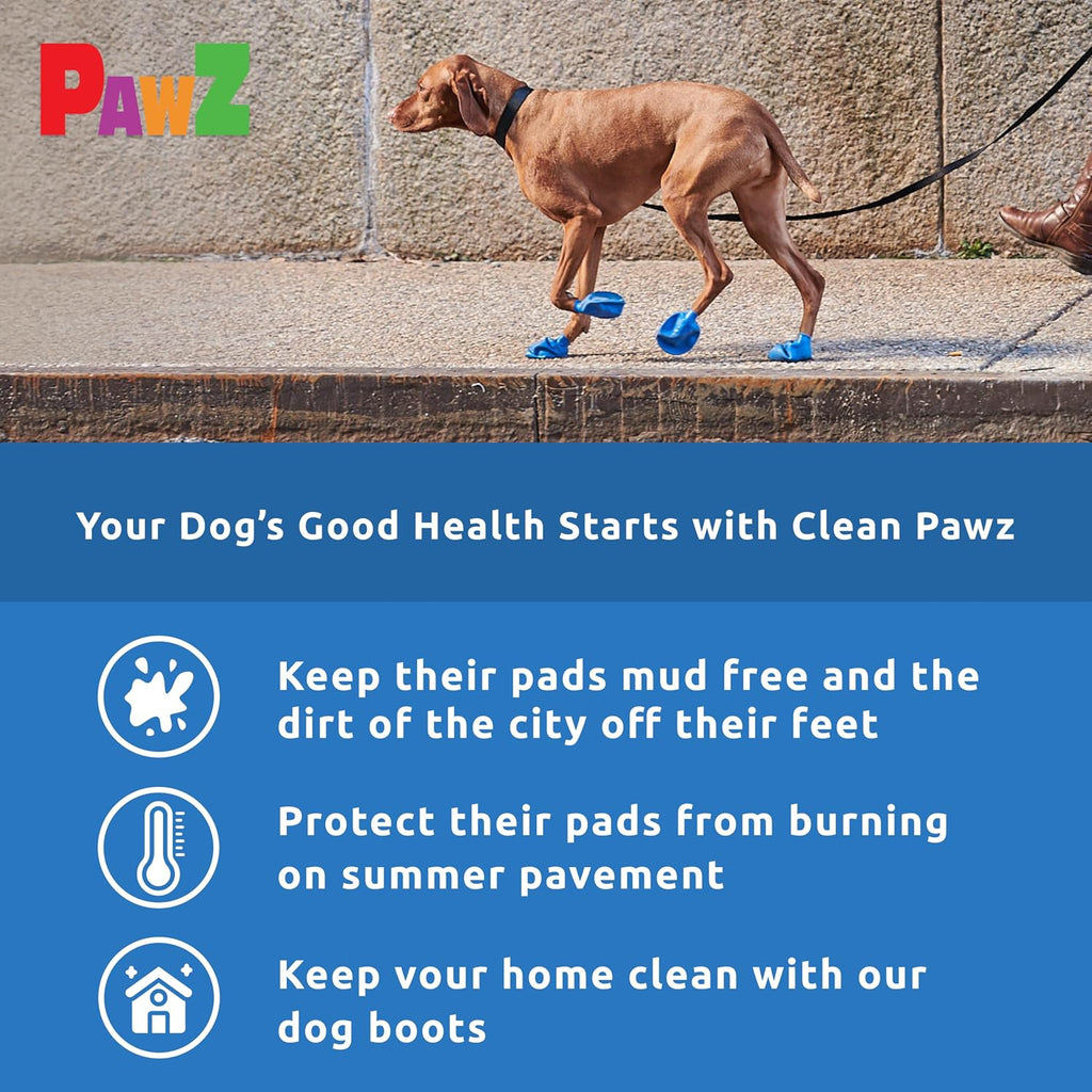 Side profile of PawZ natural rubber dog boots size medium
