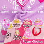 Small dog wearing pink stylish puppy outfit