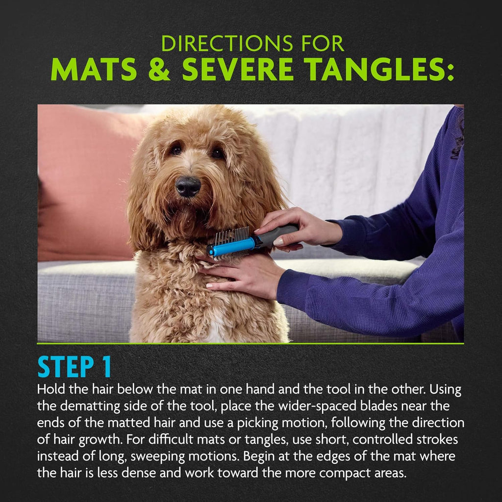FURminator 2-in-1 Doodle Grooming Tool for Dogs, 1 Count, Dematting Tool with Comb for Mats, Tangles & Maintenance on Curly, Long, Silky & Wiry Coats - Image 9