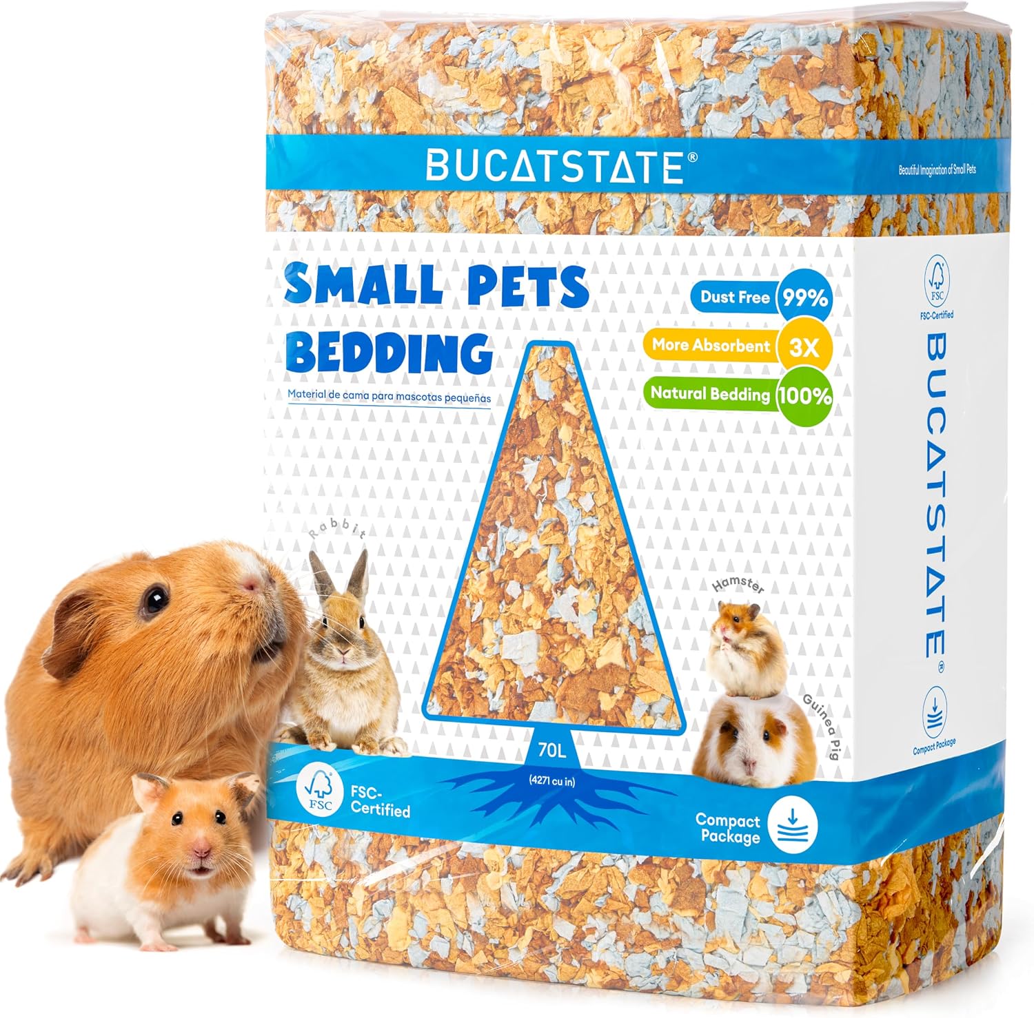 BUCATSTATE Hamster Bedding 70L, Truly 99% Dust-Free Small Animal Paper Bedding Odor Control, Cozy Hamster Litter for Rabbit Rat Syrian Dwarf Hamsters Gerbils (Harvest Sunset) - Image 1