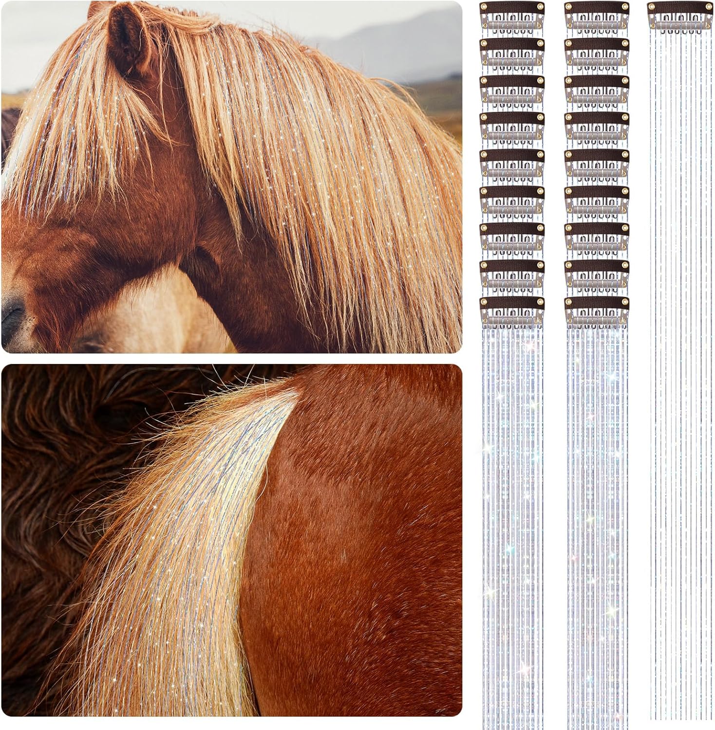 Packaging of Juexica 18 pieces horse accessory clip in hair extensions