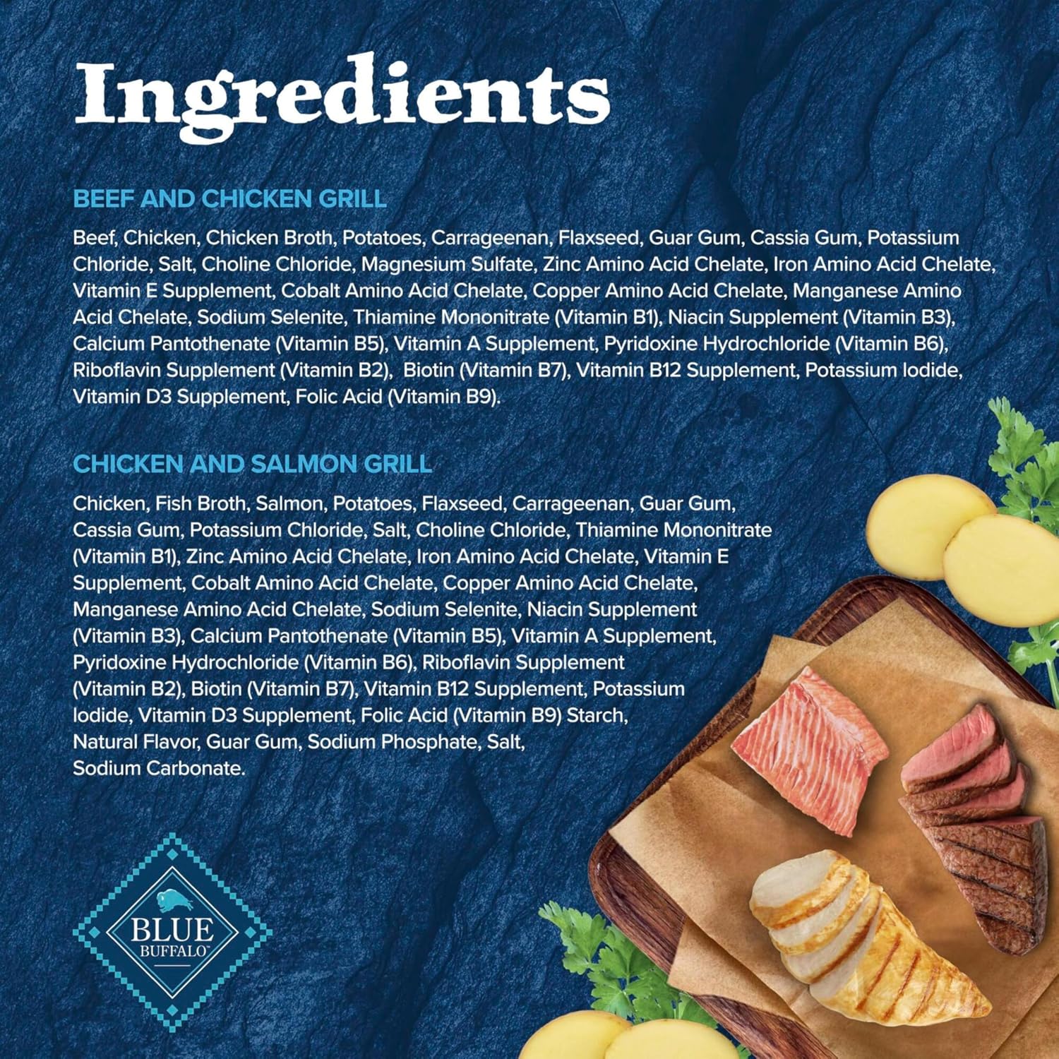 Six pack variety box of Blue Buffalo Wilderness high protein grain free adult pet food.