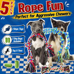 Forfon tough chew toys for large dogs interactive tug of war play