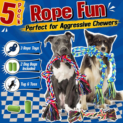 Forfon tough chew toys for large dogs interactive tug of war play