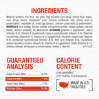 Purina Moist and Meaty adult dog food thirty six count box side nutrition label