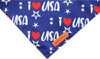 Two pack of Realeaf triangle reversible American flag scarves for medium and large dogs.