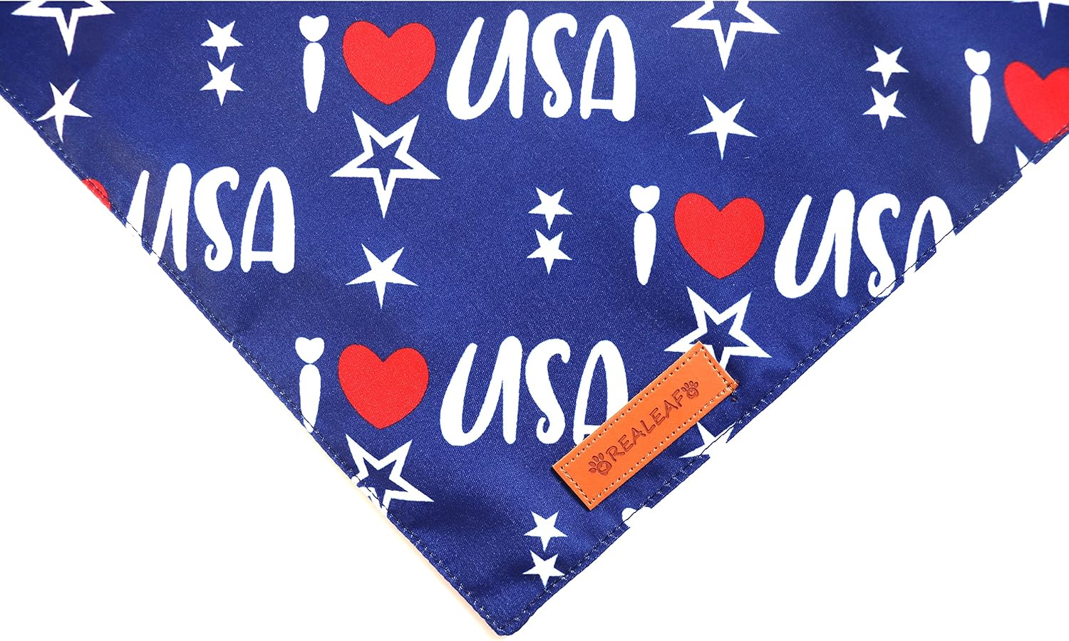 Two pack of Realeaf triangle reversible American flag scarves for medium and large dogs.