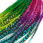 Feather Lily Rainbow Tie Dye Feather Hair Extensions front view kit