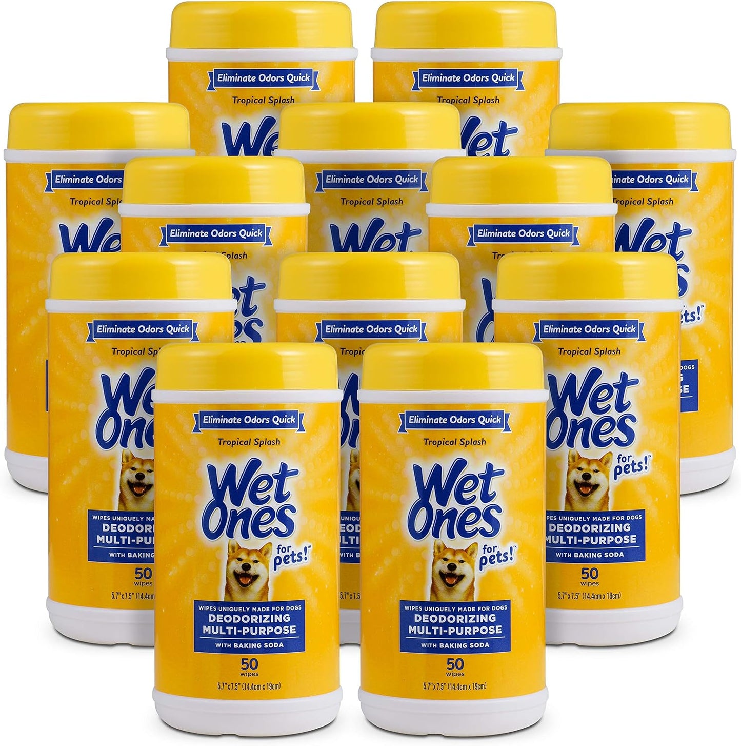 Wet Ones for Pets Deodorizing Dog Wipes with Baking Soda, Tropical Splash Scent - Multipurpose Deodorizing Pet Grooming Wipes in Resealable Canister, 50 Count - Image 10