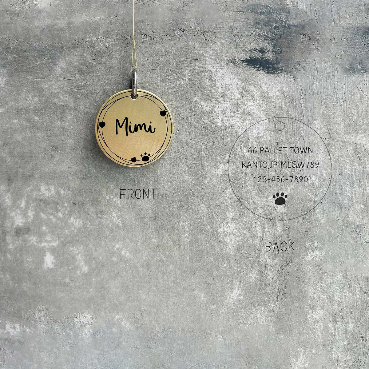 Polished 316L stainless steel durable custom pet tag with attachment rings