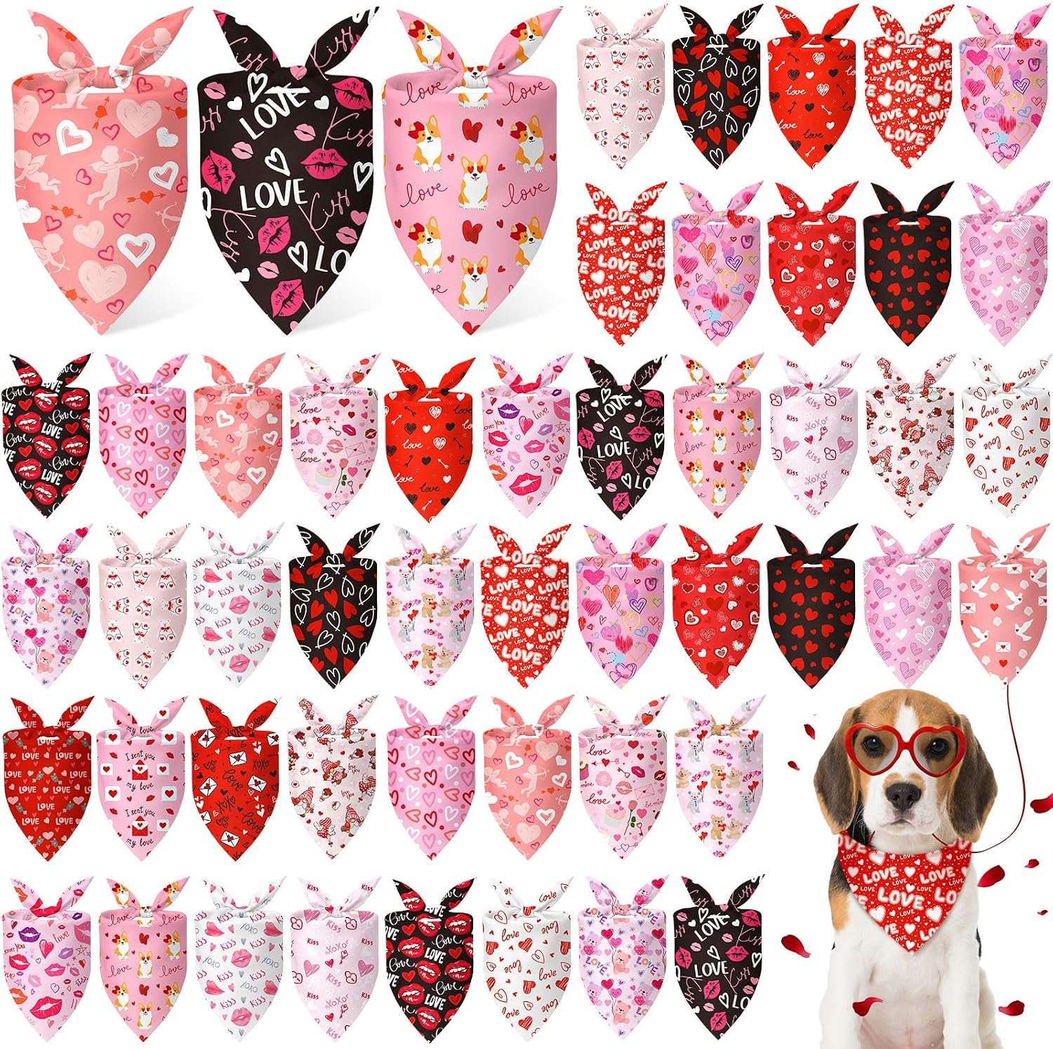 Abbylike 50 Pcs Patriotic Dog Bandanas Bulk 4th of July Bandanas for Dogs Star Triangle Kerchief Bib Scarf Set for Pet Independence Day 250th Anniversary Party Costume, 25 Styles(25.6 x 17.7 x 17.7) - Image 15