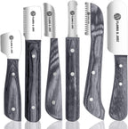 FLAMIA & JABZ FJ Professional Stripping Knife kit (6 pieces set) for Dogs & Pets, Wooden Handle Grip with Stainless Steel Blade (Right handed) (Blue) - Image 12