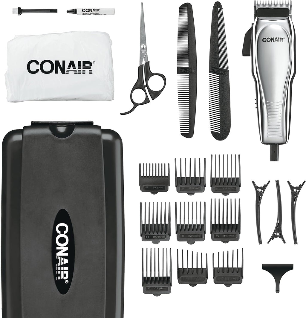 ConairMAN custom cut hair clipper front view in chrome finish