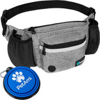 PetAmi Dog Fanny Pack, Treat Pouch for Dog Walking, Training, Built in Poop Bag Dispenser, Water Bottle Holder, Collapsible Bowl, Pet Treat Waist Belt for Hiking, Running, Kibbles (Black) - Image 13