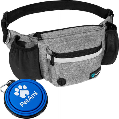 PetAmi Dog Fanny Pack, Treat Pouch for Dog Walking, Training, Built in Poop Bag Dispenser, Water Bottle Holder, Collapsible Bowl, Pet Treat Waist Belt for Hiking, Running, Kibbles (Black) - Image 13