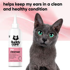 Close up of Buddycare cat ear cleaning solution applicator