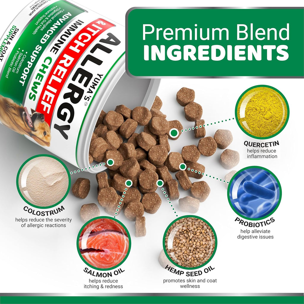 Dog allergy relief supplement with omega 3 fish oil and colostrum ingredients list