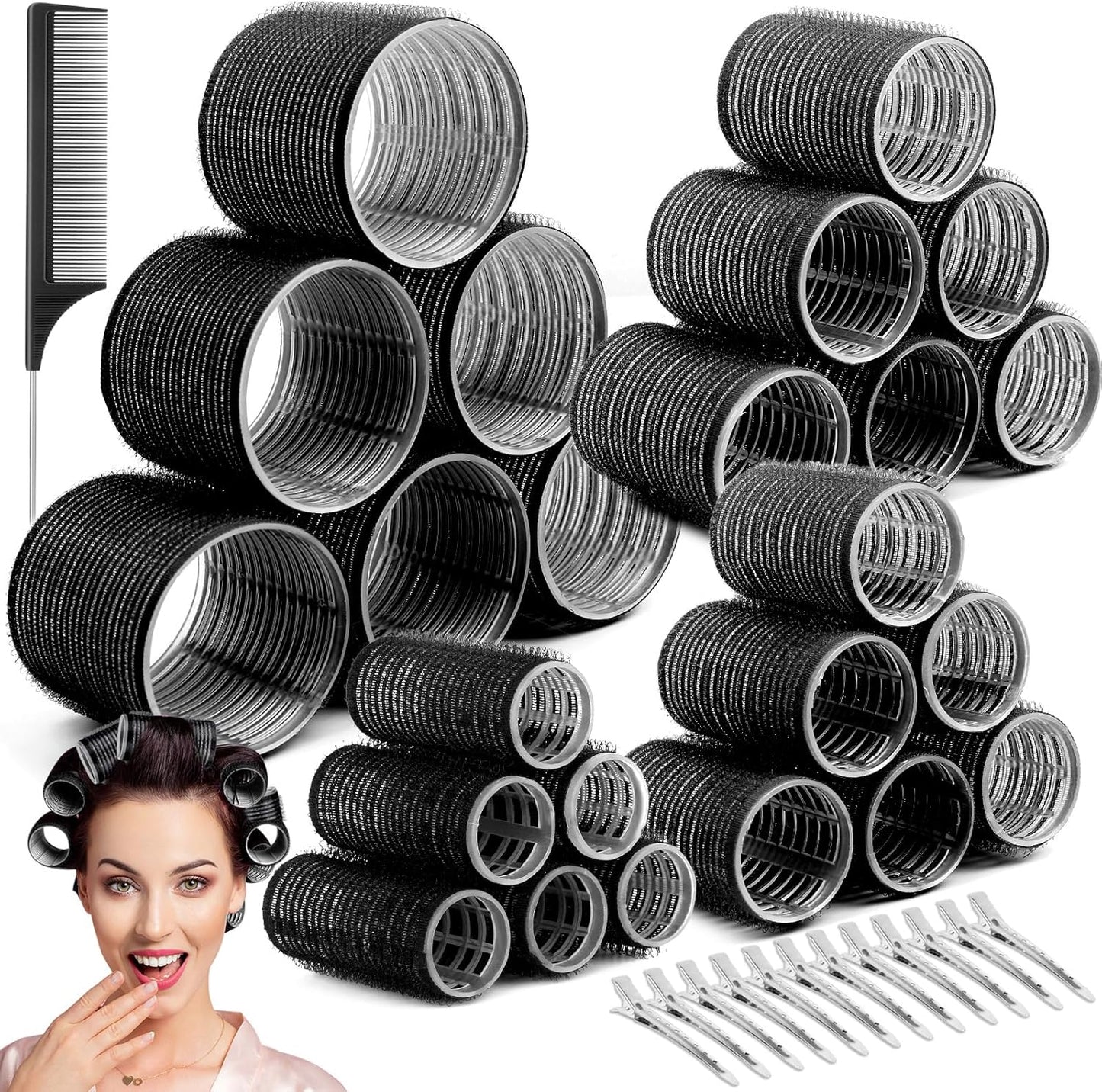 Cludoo heatless hair curler rollers twenty four pieces front view for salon volume styling