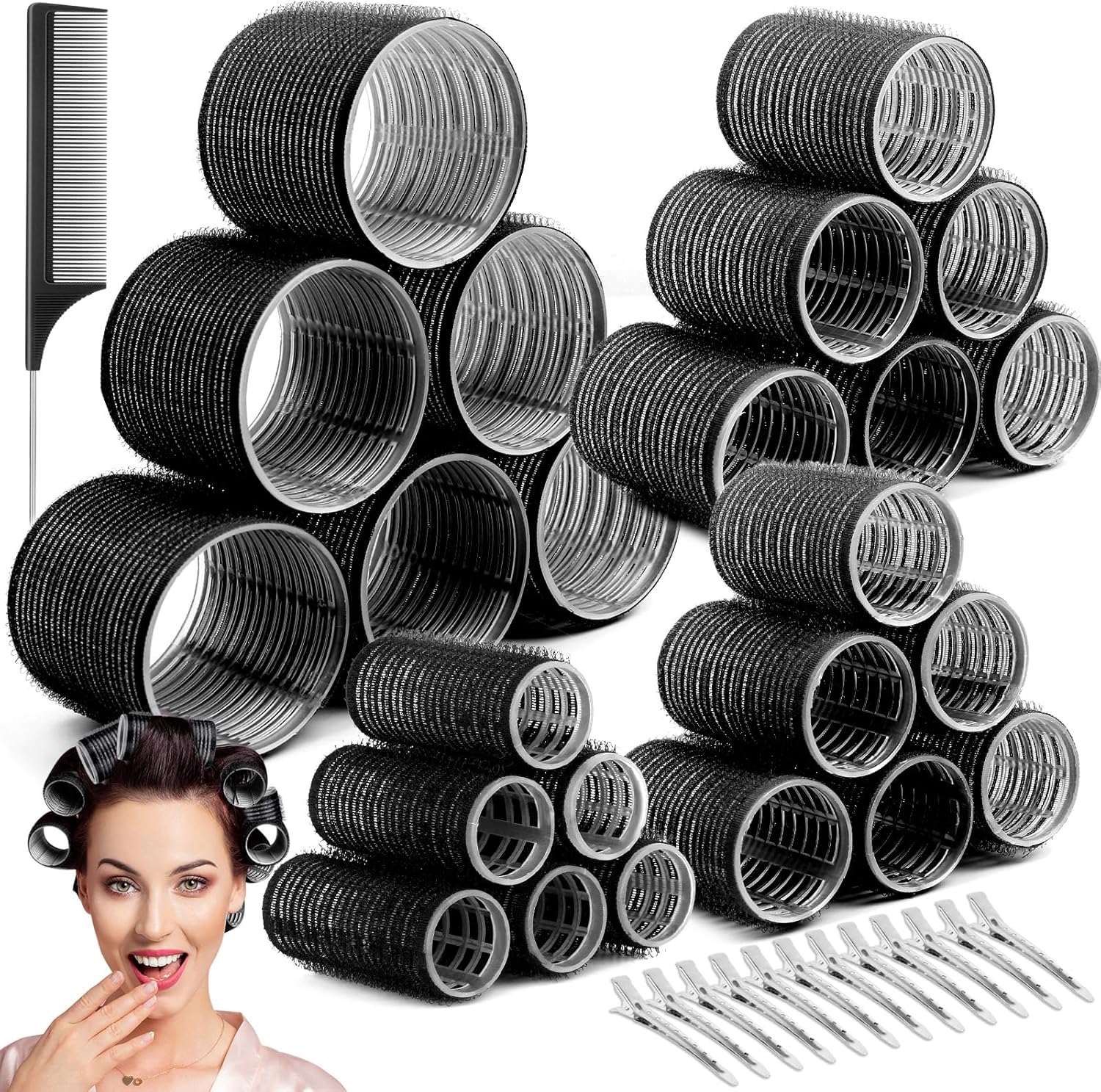 Cludoo heatless hair curler rollers twenty four pieces front view for salon volume styling