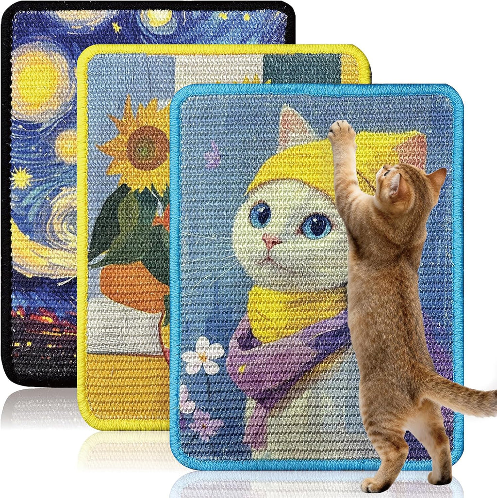 Soubeoii 3 Pcs Sisal Cat Scratcher Mat set front view