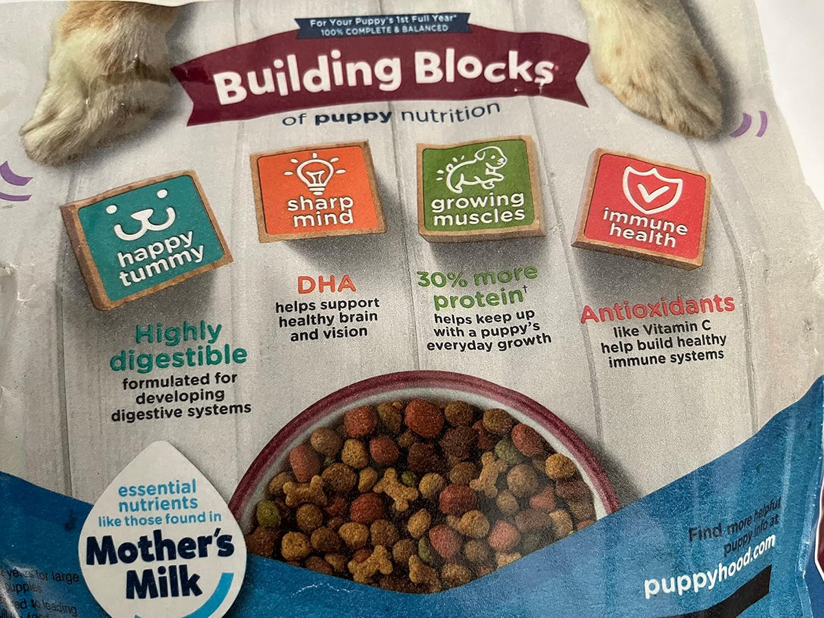Purina Puppy Chow dry puppy food packaging details