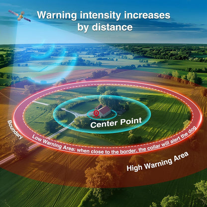 Safe zone boundary mapping interface illustrating a wide circular radius range.