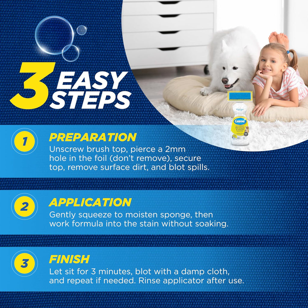 USA imported Carbona pet odor neutralizer product packaging detail
