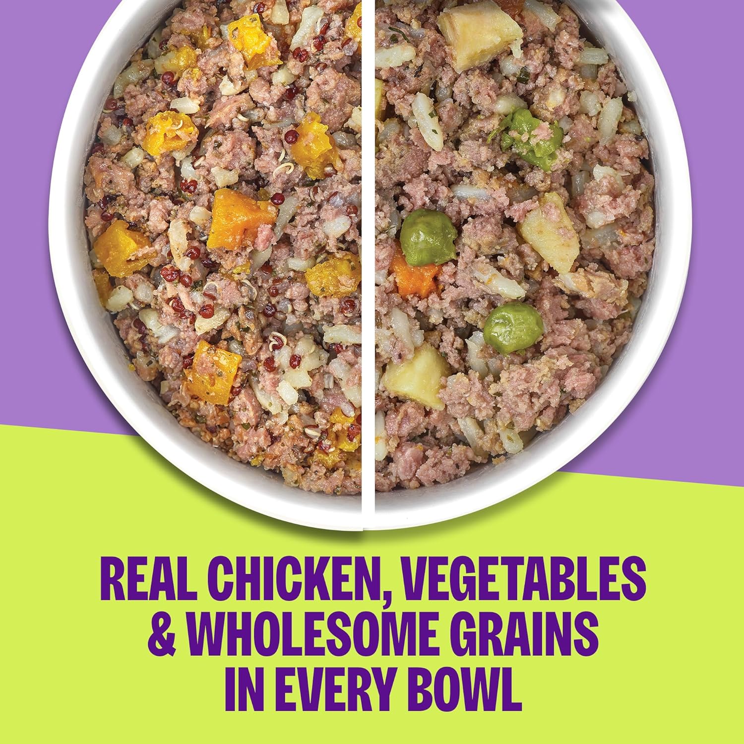 Wellness adult high protein wet dog food variety pack nutritional information panel.