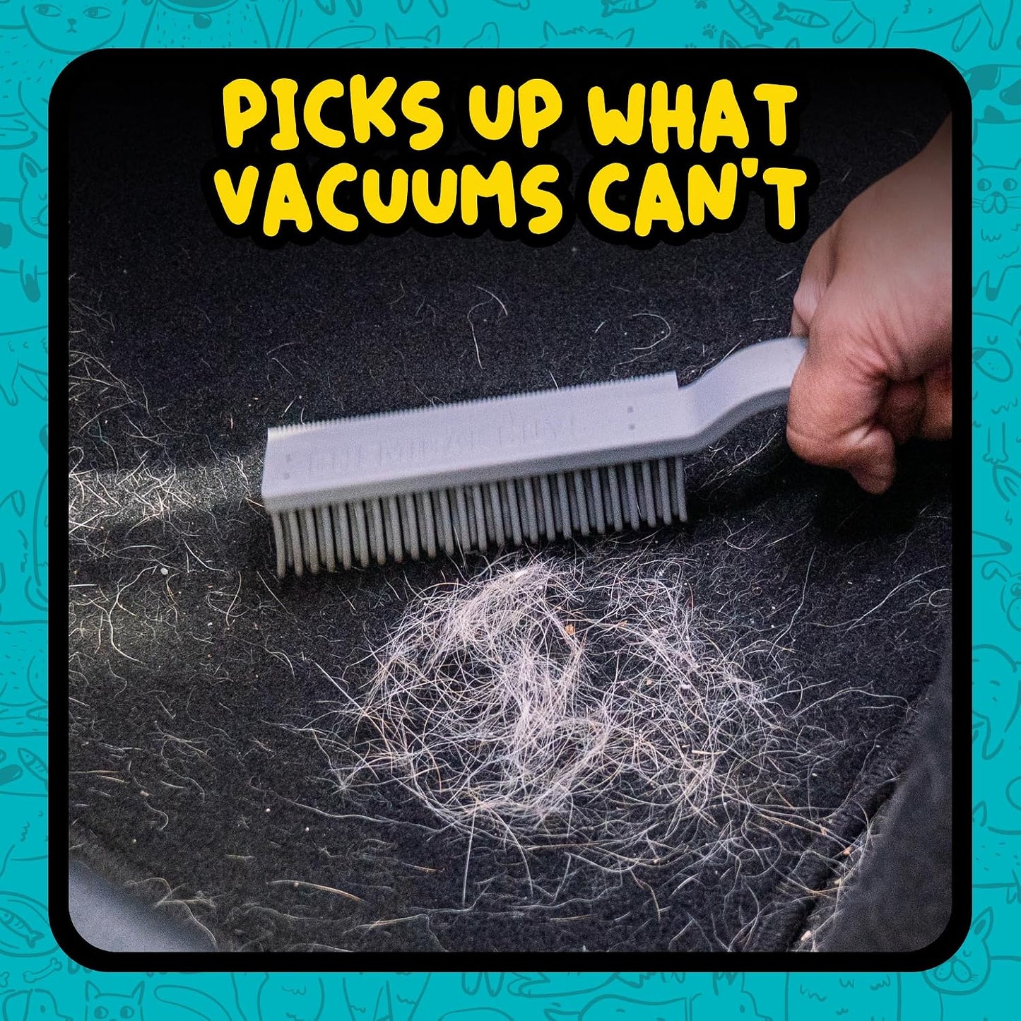 Chemical Guys professional pet lint brush cleaning a leather car interior seat.