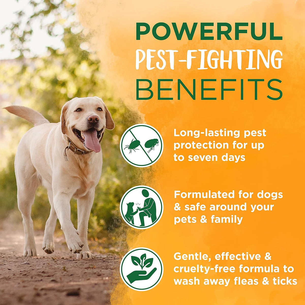 Side view of TropiClean large size natural flea tick shampoo for multi pet homes