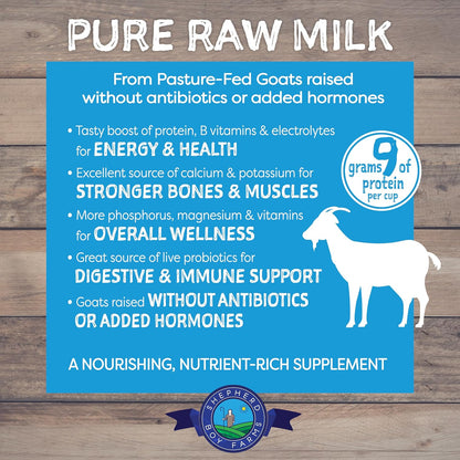 Shepherd Boy Farms two ounce raw goat milk powder packaging