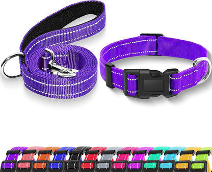 Reflective Dog Collar with Safety Locking Buckle, Adjustable Soft Breathable Nylon Collars for Small, Medium and Large Dogs(Collar+Leash XS Width 5/8" Turquoise) - Image 14