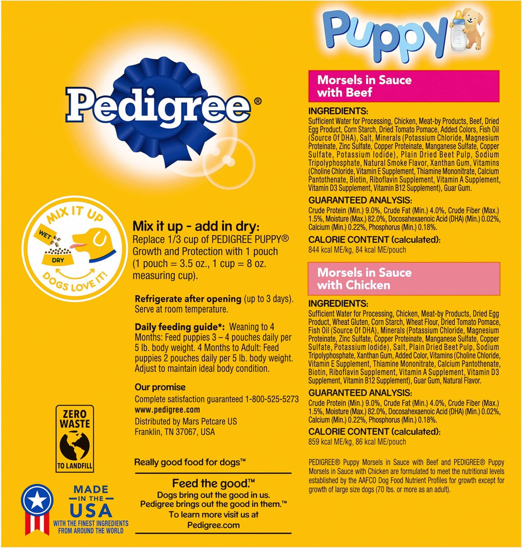 Pedigree Puppy Wet Food Chicken and Beef pouches assorted