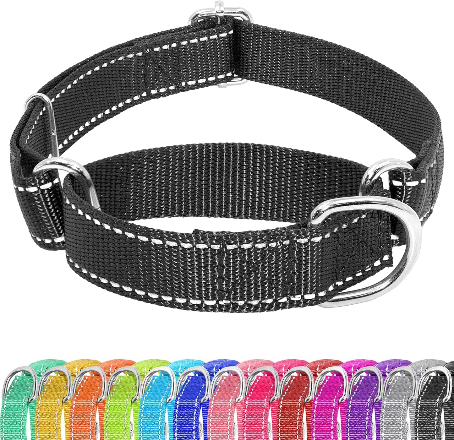 Seyezo Martingale Dog Collar - Adjustable No Buckle, Reflective Heavy Duty Nylon No Pull Collar for Small to Large Dogs, XS, Green - Image 12