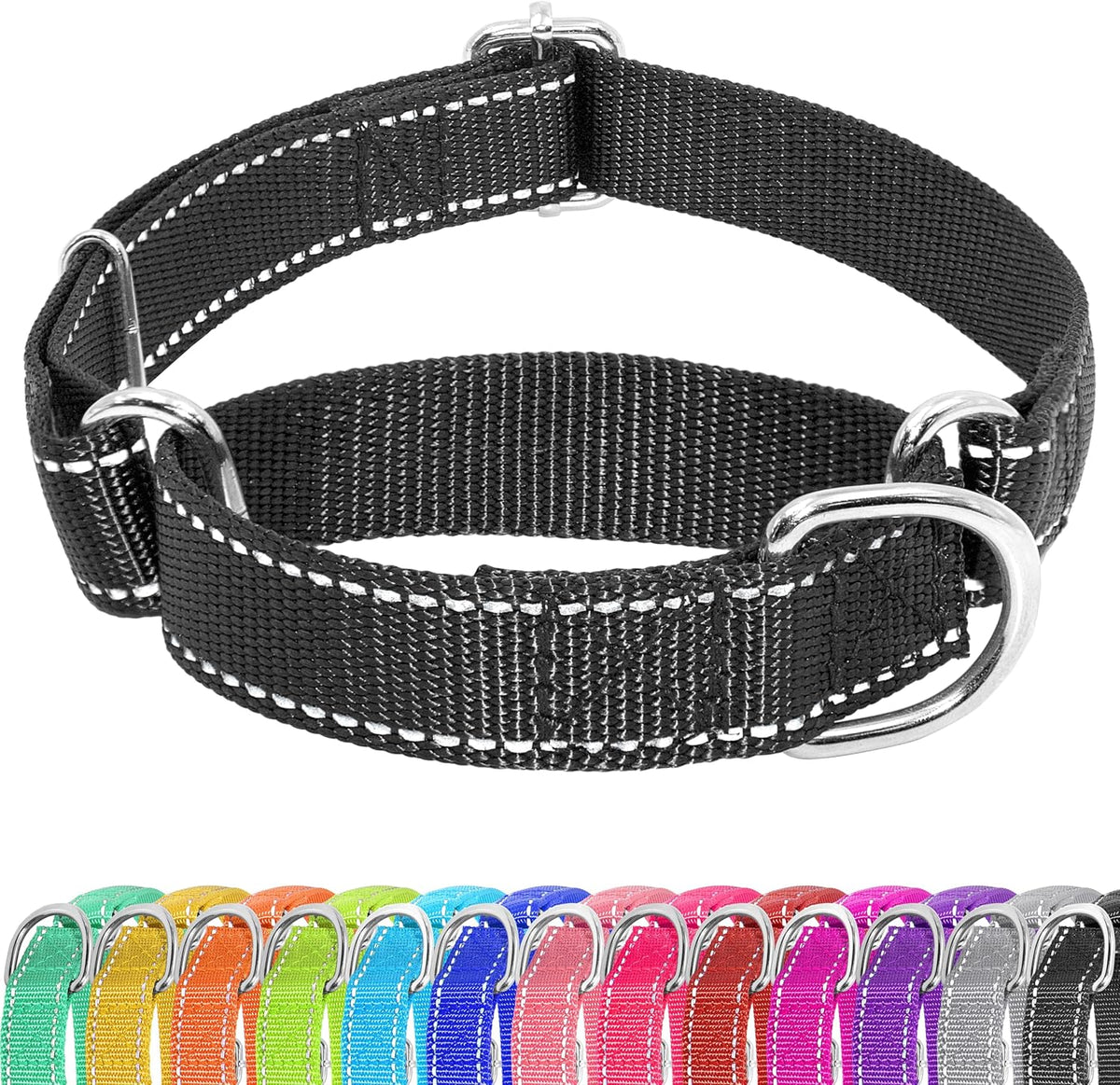 Seyezo Martingale Dog Collar - Adjustable No Buckle, Reflective Heavy Duty Nylon No Pull Collar for Small to Large Dogs, XS, Green - Image 12