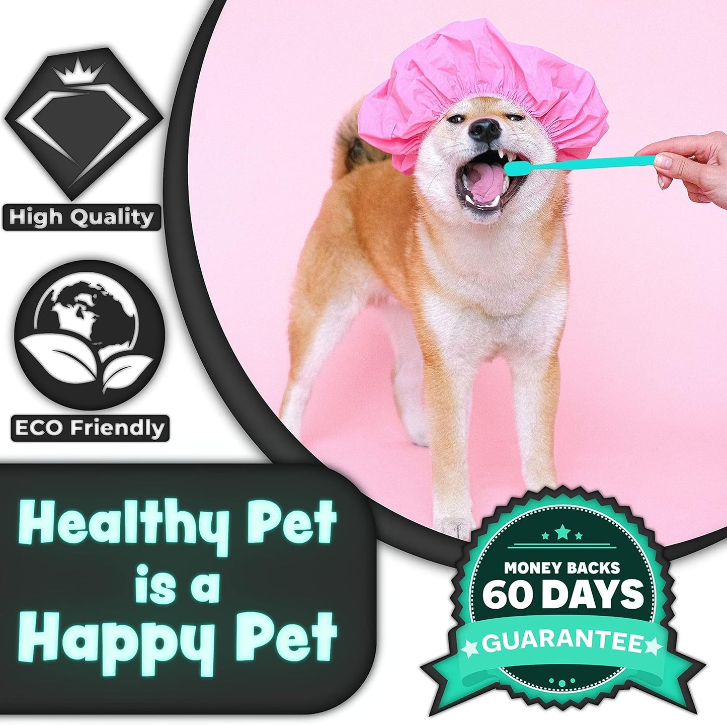 Cyan and white handle variants of H&H Pets small breed dog toothbrushes.
