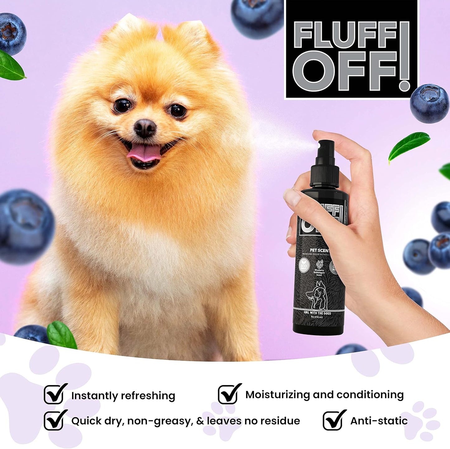 All natural non toxic dog and cat cologne spray for static control